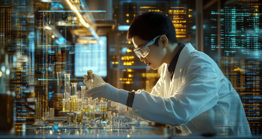 illustrazione di un ricercatore in laboratorio