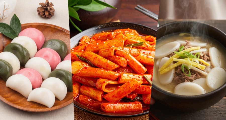 송편, 떡볶기, 떡국 사진