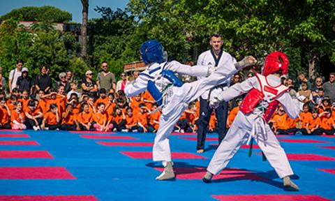 Evento dimostrativo di Taekwondo presso l'Istituto Comprensivo Alberto Sordi di Roma