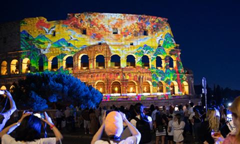Proiezione media façade al Colosseo